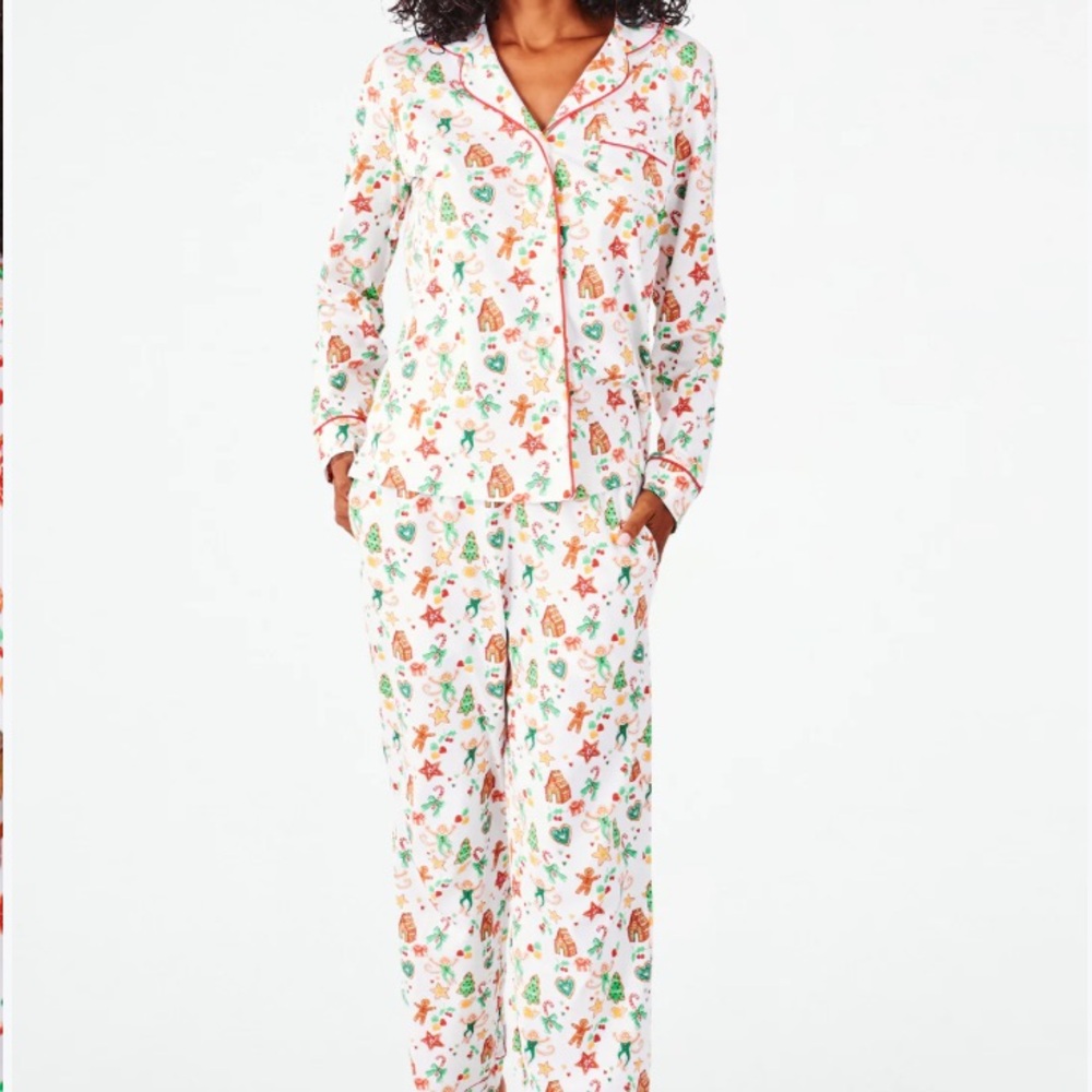 Roller Rabbit Gingerbread Party Long Sleeve Polo Pajamas